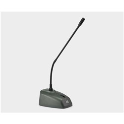 Gooseneck mic on heavy base accepts wireless tx in base