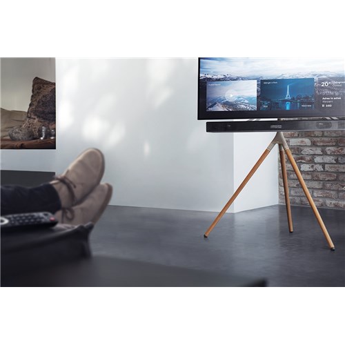 OFA Designer TV Stand Walnut and Gun metal DARK