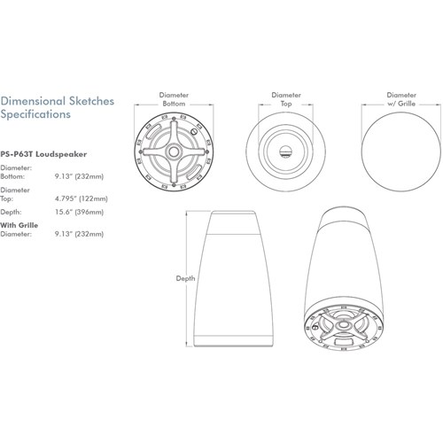 PS-P63T 6.5in White Pendant Professional Series Sonance