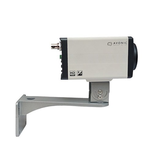  AO-WMW-BOX bracket with an Avonic AO-CM60-IPX-BOX camera attached.